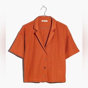 NEW MADEWELL- Crinkle-Knit Button-Front Top